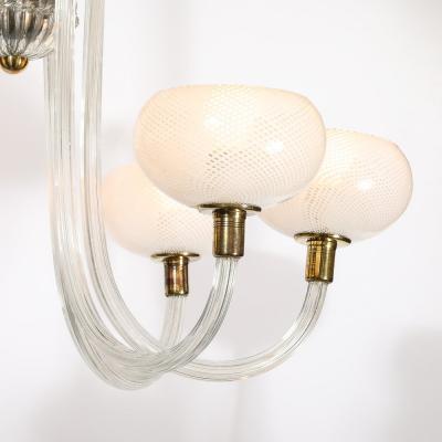 Barovier Toso Mid Century Hand Blown Murano Glass Six Arm Chandelier by Barovier Toso