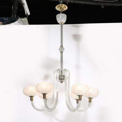 Barovier Toso Mid Century Hand Blown Murano Glass Six Arm Chandelier by Barovier Toso