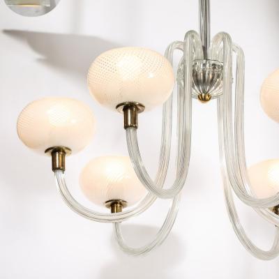 Barovier Toso Mid Century Hand Blown Murano Glass Six Arm Chandelier by Barovier Toso