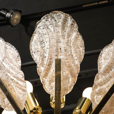  Barovier Toso Mid Century Hand Blown Murano Mottled Fluted Glass Chandelier by Barovier Toso