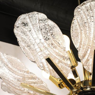  Barovier Toso Mid Century Hand Blown Murano Mottled Fluted Glass Chandelier by Barovier Toso
