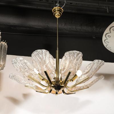  Barovier Toso Mid Century Hand Blown Murano Mottled Fluted Glass Chandelier by Barovier Toso