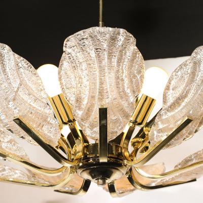  Barovier Toso Mid Century Hand Blown Murano Mottled Fluted Glass Chandelier by Barovier Toso