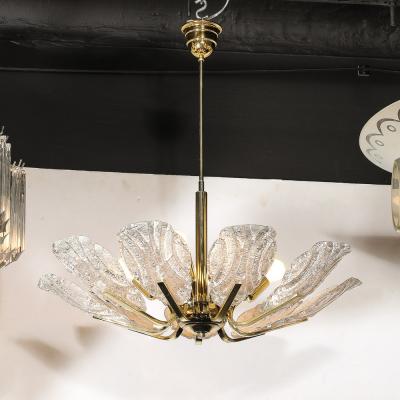  Barovier Toso Mid Century Hand Blown Murano Mottled Fluted Glass Chandelier by Barovier Toso