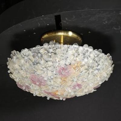  Barovier Toso Mid Century Hand Blown Rose Murano Glass Florets Chandelier by Barovier Toso