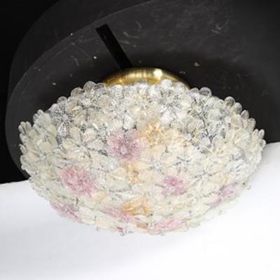  Barovier Toso Mid Century Hand Blown Rose Murano Glass Florets Chandelier by Barovier Toso