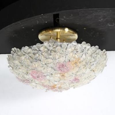  Barovier Toso Mid Century Hand Blown Rose Murano Glass Florets Chandelier by Barovier Toso