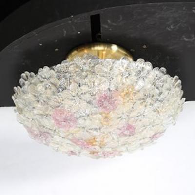 Barovier Toso Mid Century Hand Blown Rose Murano Glass Florets Chandelier by Barovier Toso