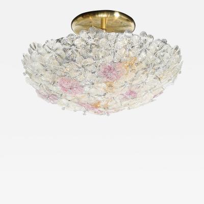  Barovier Toso Mid Century Hand Blown Rose Murano Glass Florets Chandelier by Barovier Toso