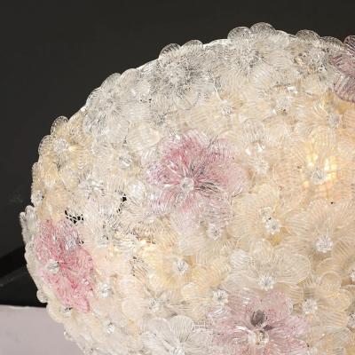  Barovier Toso Mid Century Hand Blown Rose Murano Glass Florets Chandelier by Barovier Toso