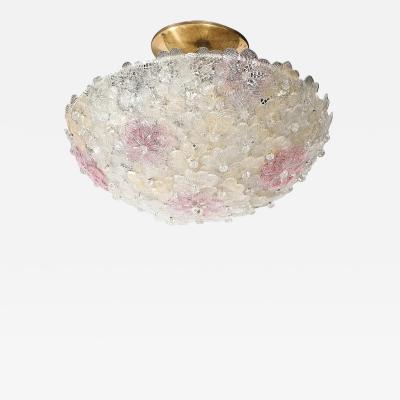  Barovier Toso Mid Century Hand Blown Rose Murano Glass Florets Chandelier by Barovier Toso