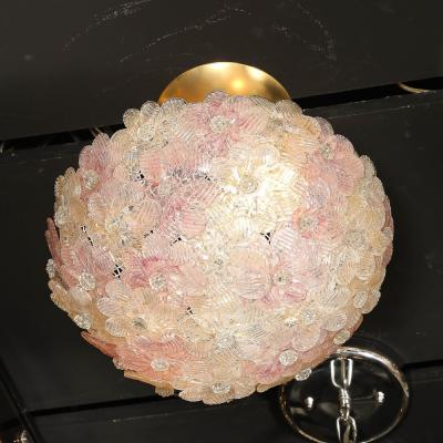  Barovier Toso Mid Century Hand Blown Rose Murano Glass Florrets Chandelier by Barovier Toso