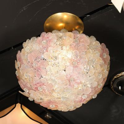  Barovier Toso Mid Century Hand Blown Rose Murano Glass Florrets Chandelier by Barovier Toso