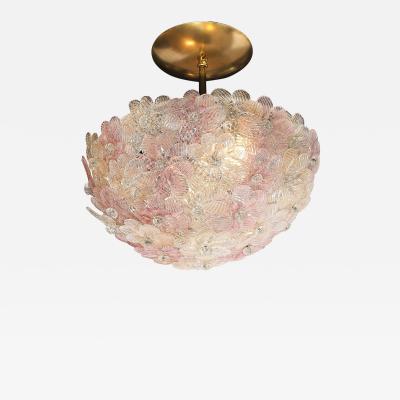  Barovier Toso Mid Century Hand Blown Rose Murano Glass Florrets Chandelier by Barovier Toso