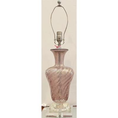  Barovier Toso Mid Century Modern Pink Murano Italian Art Glass Table Lamp
