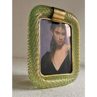  Barovier Toso Mid Century Modern Style Green Torchon Murano Small Glass Picture Frame