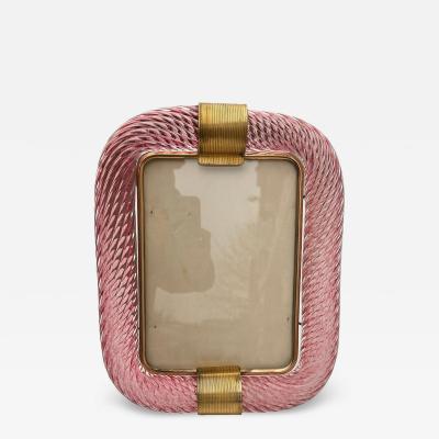  Barovier Toso Mid Century Modern Style Pink Torchon Murano Glass Picture Frame