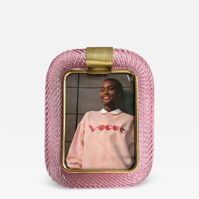  Barovier Toso Mid Century Modern Style Pink Torchon Murano Glass Small Picture Frame