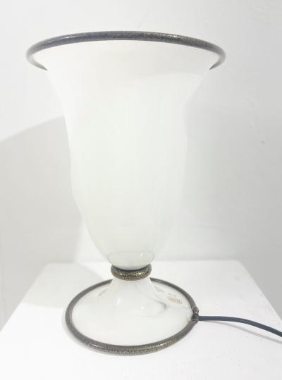  Barovier Toso Mid Century Modern White Murano Glass Table Lamp by Barovier Toso