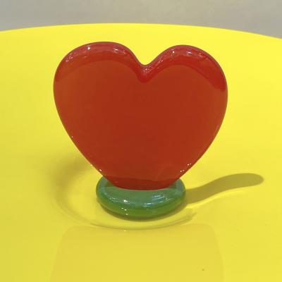  Barovier Toso Modern Barovier Toso Green Yellow Art Murano Glass Red Heart Plate Centerpiece