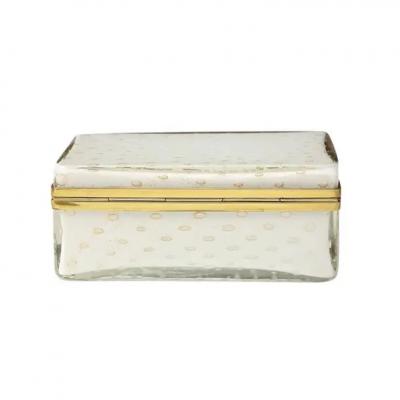  Barovier Toso Murano Barovier Toso Glass Box Gold Brass Hinged 