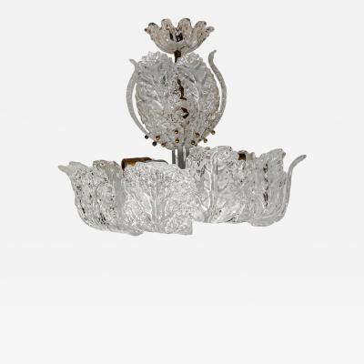 Barovier Toso Murano Chandelier glass clear frosted white inclusion