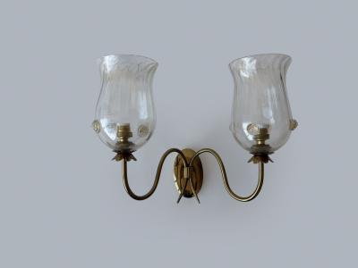  Barovier Toso Murano wall sconces by Barovier in glass and brass Italy ciorca 1950s