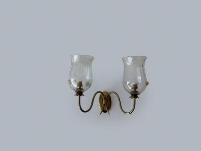  Barovier Toso Murano wall sconces by Barovier in glass and brass Italy ciorca 1950s
