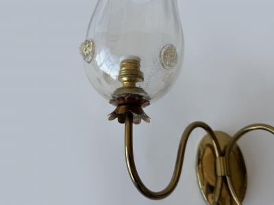  Barovier Toso Murano wall sconces by Barovier in glass and brass Italy ciorca 1950s