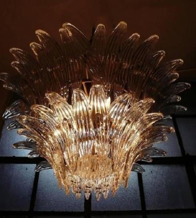  Barovier Toso Original Pair of the Famous Chandelier Palmette by Barovier Toso 1960