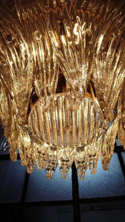  Barovier Toso Original Pair of the Famous Chandelier Palmette by Barovier Toso 1960