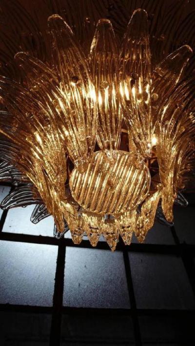  Barovier Toso Original Pair of the Famous Chandelier Palmette by Barovier Toso 1960