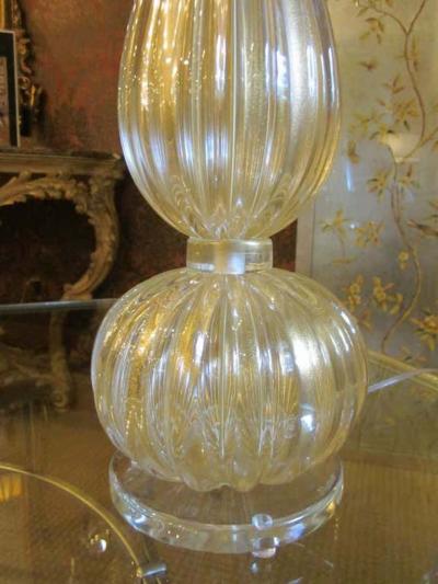  Barovier Toso Pair Large Hand blown Murano Venetian Glass Table Lamps attributed to Barovier