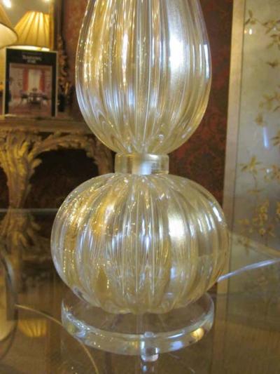  Barovier Toso Pair Large Hand blown Murano Venetian Glass Table Lamps attributed to Barovier