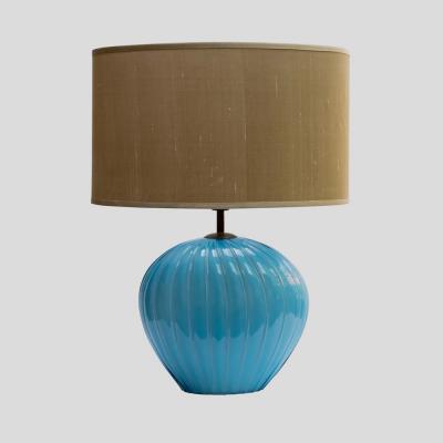  Barovier Toso Pair Of Sky Blue Ribbed Barovier Murano Glass Table Lamps