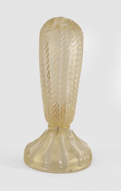  Barovier Toso Pair Venetian Swirl Gold Dusted Tapered Cylindrical Lamps