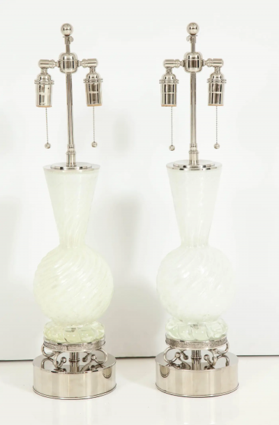  Barovier Toso Pair of 1950s Barovier Too Murano Lamps