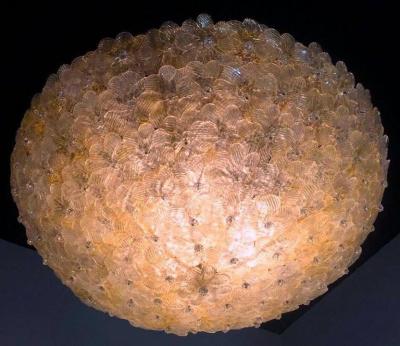 Barovier Toso Pair of Amazing Murano Glass Ceiling Light by Barovier Toso 1960