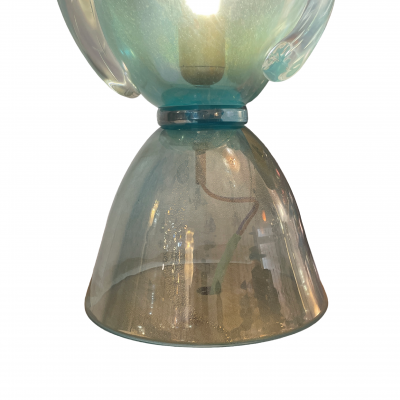  Barovier Toso Pair of Barovier Toso Aqua Blue Murano Glass Lamps