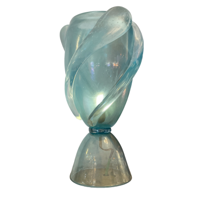  Barovier Toso Pair of Barovier Toso Aqua Blue Murano Glass Lamps