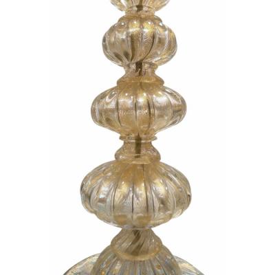  Barovier Toso Pair of Barovier Toso Gold Murano Italian Art Glass Table Lamps