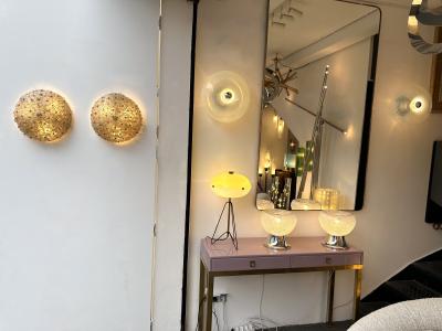  Barovier Toso Pair of Flowers Gold Leaf Murano Glass Sconces by Barovier Toso Italy 1960s