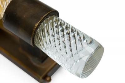  Barovier Toso Pair of Italian Mid Century gold dusted Glass and Bronze Leaf Murano Sconces