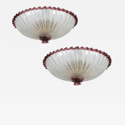  Barovier Toso Pair of Italian Murano Glass Ceiling Light by Barovier Toso 1950