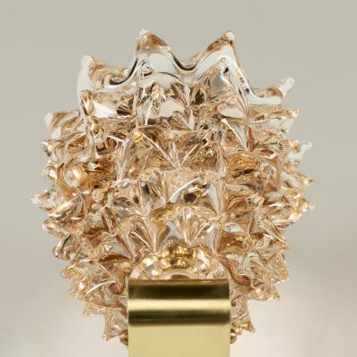 Barovier Toso Pair of Italian pink Murano rostrato glass wall lights