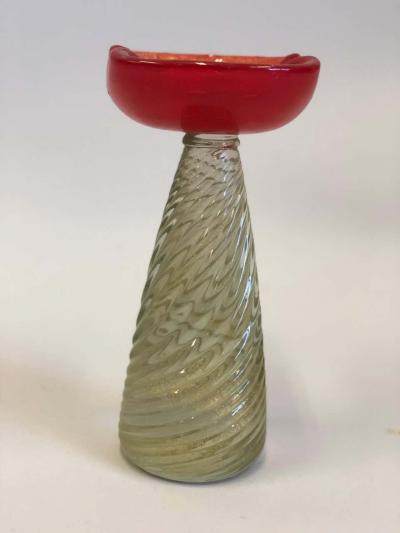  Barovier Toso Pair of Mid Century Modern Murano Venetian Glass Candlestick or Candelabra