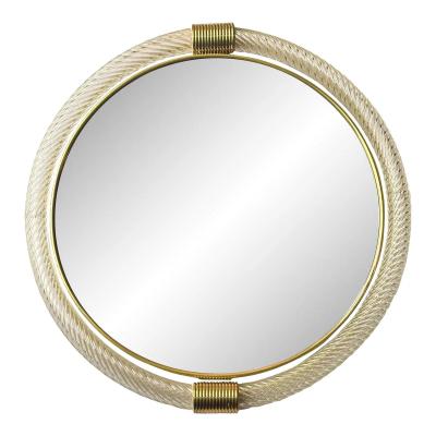  Barovier Toso Pair of Murano Glass Wall Mirrors in Gold Leaf Torciglione Venetian Design