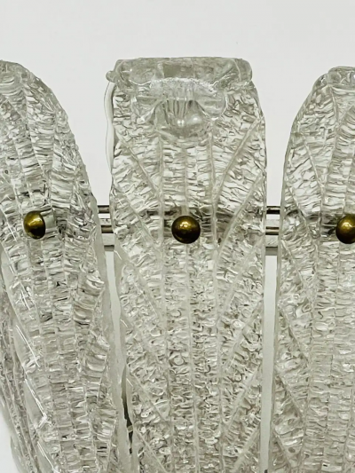  Barovier Toso Pair of Murano Glass Wall Sconces by Barovier Toso Fleur de Lis Mid Century