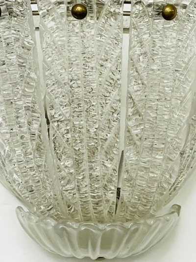  Barovier Toso Pair of Murano Glass Wall Sconces by Barovier Toso Fleur de Lis Mid Century