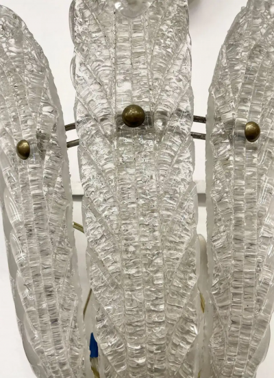  Barovier Toso Pair of Murano Glass Wall Sconces by Barovier Toso Fleur de Lis Mid Century